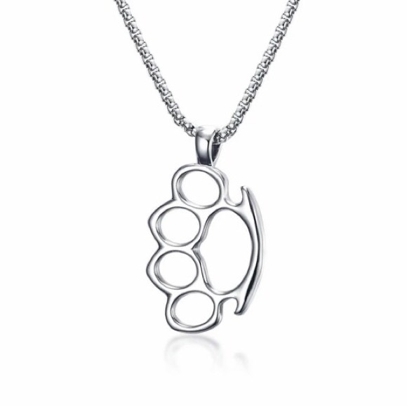 Mens Necklace,Stainless Steel Knuckles Pendant Necklace, Mens Jewelry - Picture 6 of 6